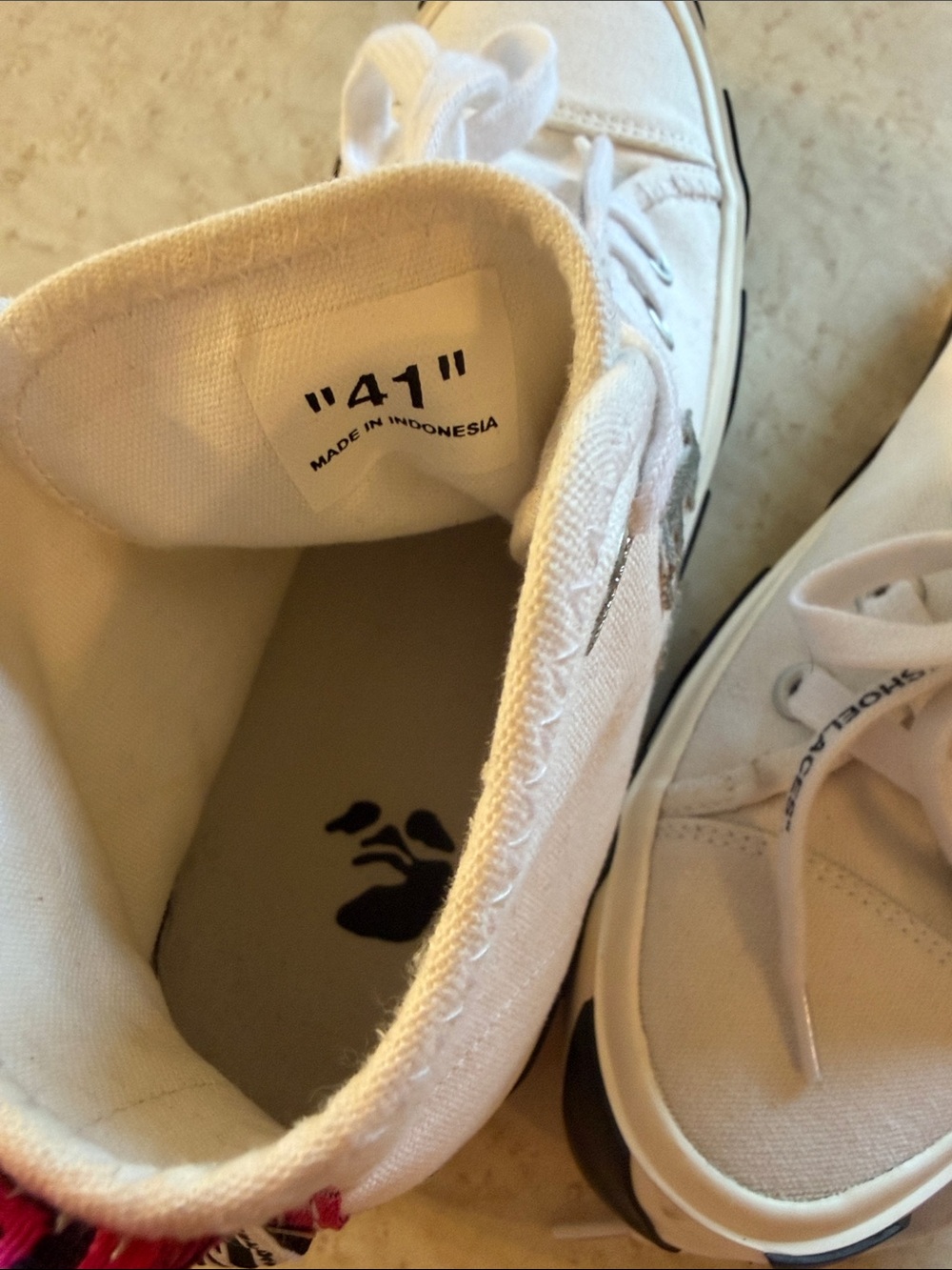 Off-White Kids High-Top Sneakers in White, Black & Pink - Picture 3 of 3